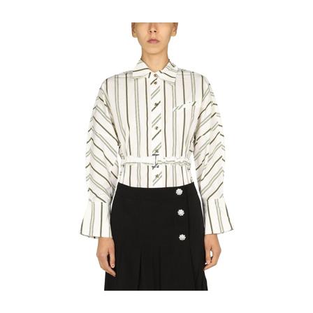 Ganni, Shirt With Striped Pattern Biały, Kobieta, Rozmiar: M