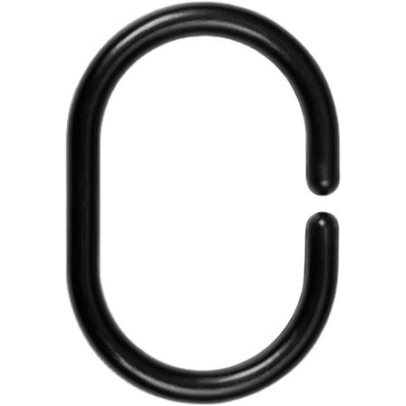 24 mustaa muovista suihkuverhon rengasta, C-muotoiset suihkuverhon renkaat, kylpyhuoneen verhot, ikkuna (4 * 5,6 cm)