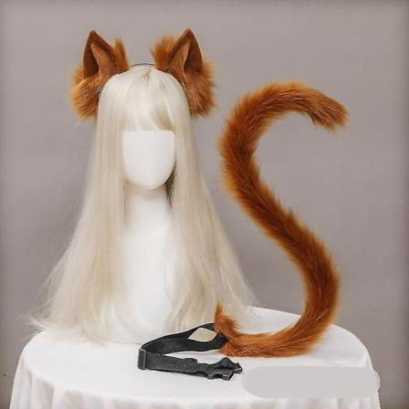 Katte ører og hale sæt Anime Cosplay pandebånd - Halloween fest kostume tilbehørssæt Color 8