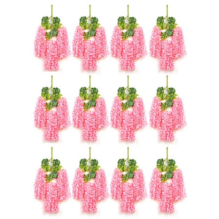 Wisteria Keinotekoiset roikkuvat silkkikukat 12 oksaa 6 lehteä hääkoristeisiin