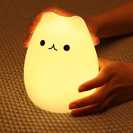 Nattlampa Touch Sensor Katt Silikon Djurlampa Färgglad Barn Sovlampa Kreativ Sovrum Skrivbordsdekorationslampa