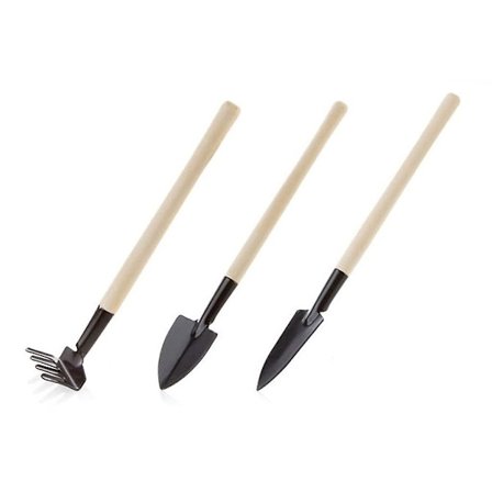 3 st/set Mini Spade Rake Set Trähandtag Metallhuvud Spade För Blommor Krukväxter Mini Trädgårdsverktyg Frösåmaskiner Användbara Och Praktiska