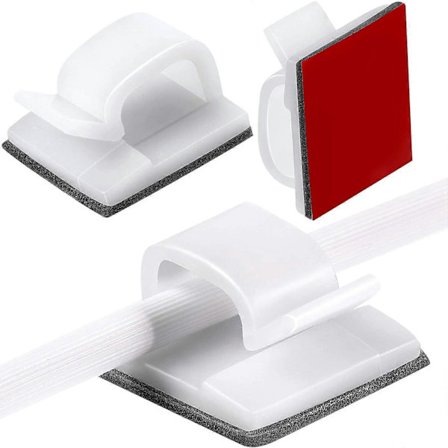 60 stk. udendørs kabelclips med selvklæbende tape, lysclips, dekorationsclips, selvklæbende kroge, ledningsholder til lyskæder (hvid, lille) (LGL)