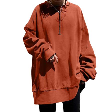 Kvinnor Långärmad Crew Neck Medellängd Toppar Enfärgad Pullover