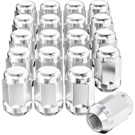 OMT 1/2"-20 Luggmuttrar med konsäte, 3/4" 19 mm sexkant 1,38 x 0,87 tum. Förkromade hjullagermutter Kompatibel med Ford Mustang Explorer