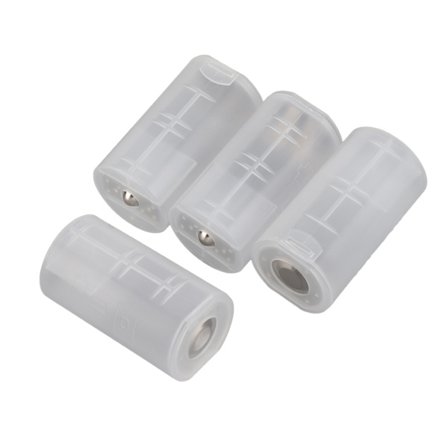 4 stk. AA til størrelse D Batteri Adapter Holder Switcher Konverter Cases Box Hvid