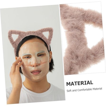 Sødt katteøre-hårbøjle, fluffy imiteret pels-hårbøjle, hult design, moderigtigt dame-spa-dag og makeup-hårtilbehør.