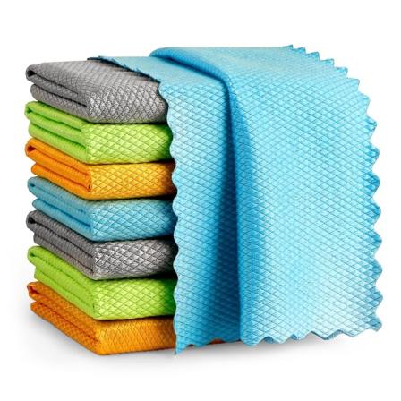 Mikrofiber Rengjøringsklut 8-pakning, flerbruks Fisk Skala Rengjøringsklut, nanoskala Klut Poleringsklut, lintfri