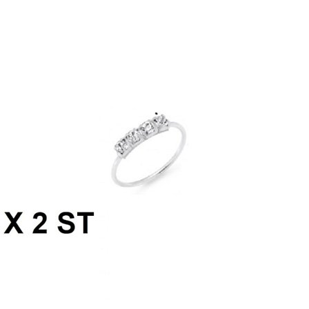 OBS 2 st. 8 mm Näspiercing ring i silver med 4 vita CZ