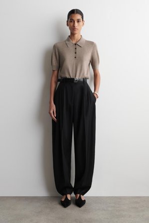 COS Women's Polo In Misto Lana in Beige