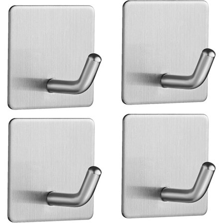 Liimakoukku 4 kpl Ruostumaton teräs Seinäkoukku Ilman porausta