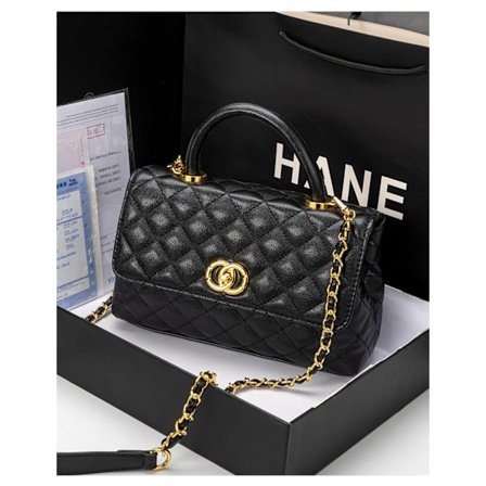 Lett luksuriøs dameveske senior tekstur crossbody-veske skulderveske liten duftende stil diamantkjede håndveske