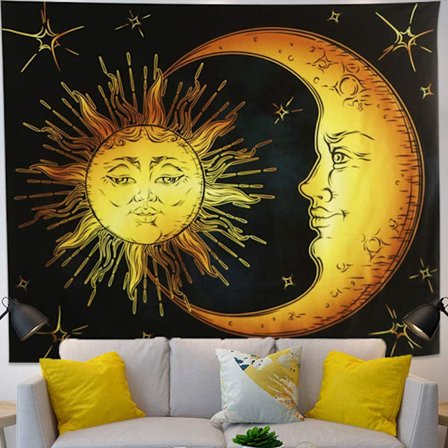 Brinnande sol och måne psykedelisk väggbonad populär