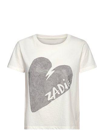 Alys Hc Big Heart Strass Designers T-shirts & Tops Short-sleeved Cream Zadig & Voltaire