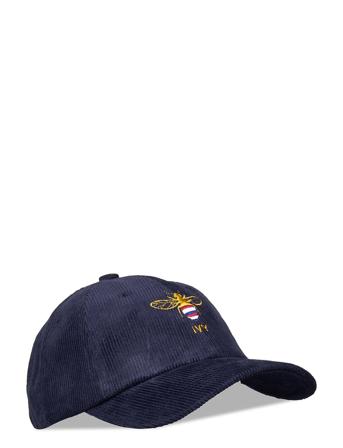 Navy Bee Corduroy Cap Accessories Headwear Caps Blå An Ivy