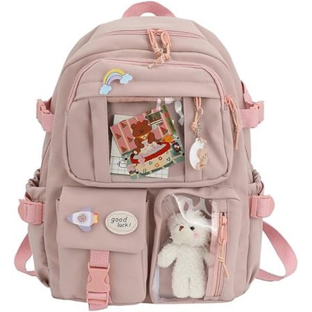 Kawaii Rygsække, Kawaii Rygsække med Pins og Tilbehør, Søde Æstetiske Rejserygsække, Kawaii Skolerygsække, Søde Rygsække til Piger