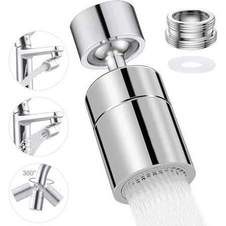 65*27mm, 1-pack (kromsilver) kranluftare, 360° roterande munstycke