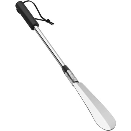 Langt skohorn, justerbart ekspanderende skohorn ekstra langt med fjeder, foldbart teleskopisk skohorn lavet af rustfrit stål