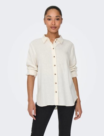 JDY Jdysay L/S Linen Loose Shirt Wvn Noos - White - L