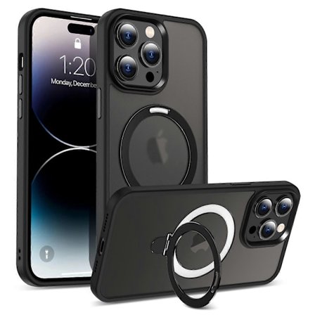 Magnetisk Ring Kickstand Telefoncover til iPhone 14 Pro Max PC+TPU Telefoncover Kompatibelt med MagSafe