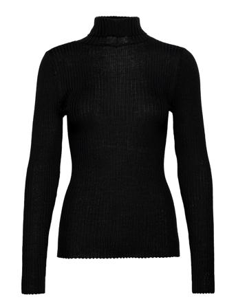 Slfcostina Ls Knit Rib Rollneck B Black Selected Femme