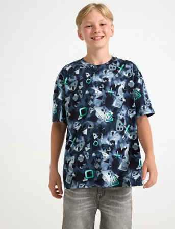 Lindex T Shirt Ai Symbols Aop - Blue - 158/164