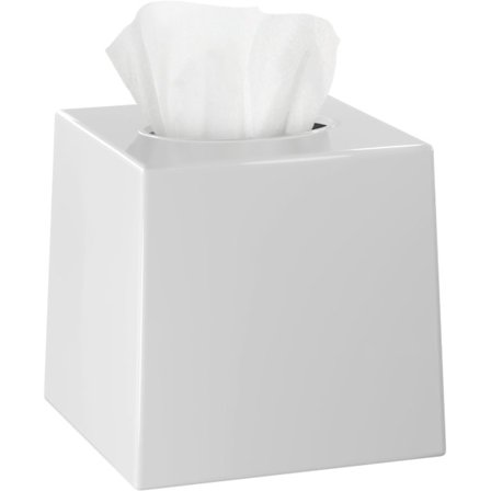 Dekorativ servettbox, vit fyrkantig plasthållare för ansiktsservetter, elegant inredning för sminkbord och byrå för sovrum, kontor eller