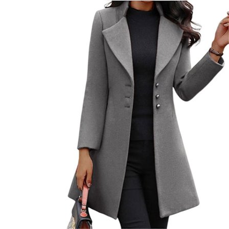 Pea Coats för kvinnor Knäppningsdräkt Ytterkläder med skårade kavajkläder för formellt arbete