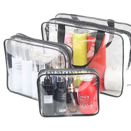3 Set Clear Travel Bags, Clear Makeup Bags DB