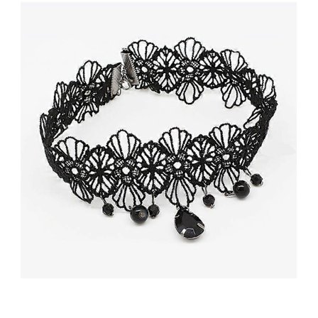 Musta Pitsi Choker Kaulakoru Kristallipärlät Riipus Kaulakoru Goottilainen Ontto Kukka Choker Korut Asusteet Naisille ja Tytöille