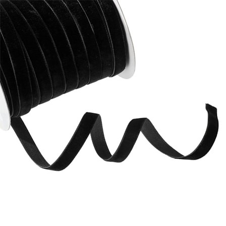 50 meter 10 mm fløyelsbånd flockende silke SVART black_YF