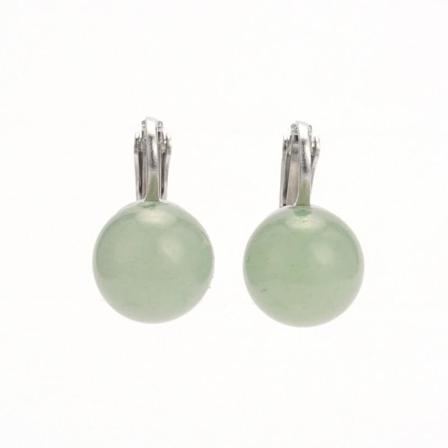 1 Par Vintage Clips örhängen med 12 mm. runda Grön Jade
