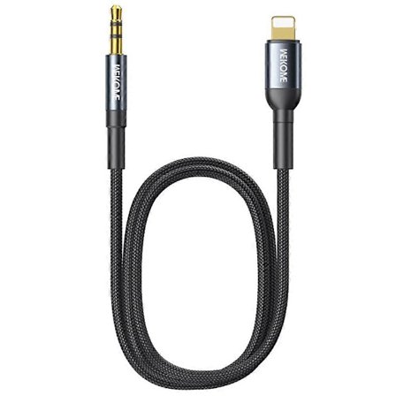 WDC-197 Geeker Lightning till 3,5 mm AUX Ljudadapterkabel/Konverterare med DAC-chip, 1,2 m längd