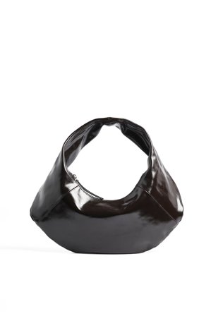 NA-KD Sac rond en cuir verni - Sacs - Marron - One Size
