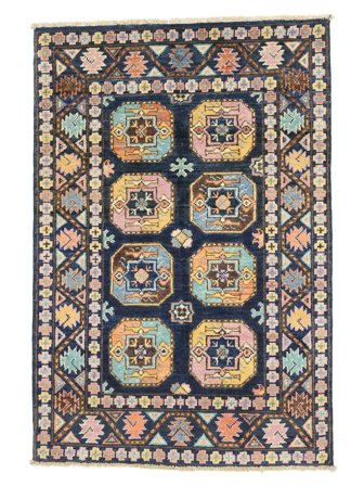 Oriental Kazak Fine Rug 80X117 Black/Brown Wool, Afghanistan