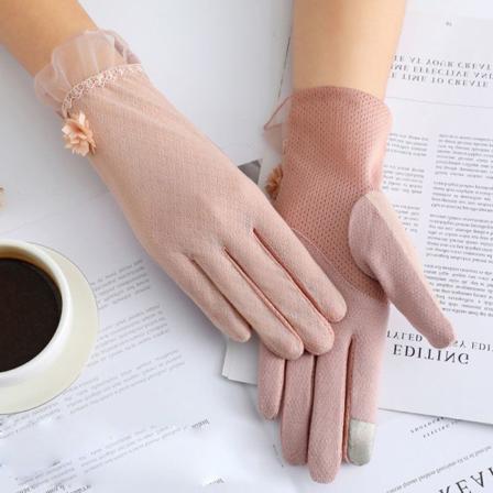 1 Par Solskyddshandskar Ice Silk Glove Rosa Style2