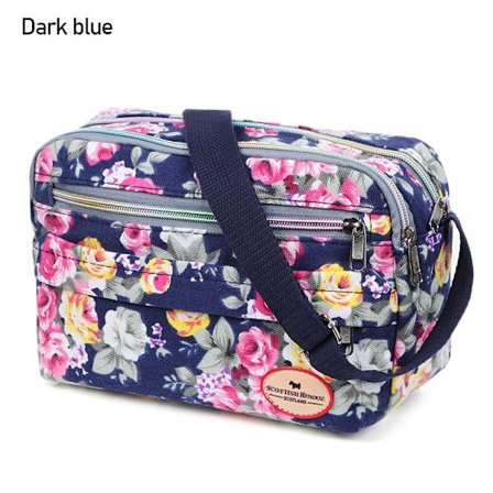 Axelväska Blommig Handväska MÖRKBLÅ