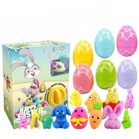 18PC Surprise Egg Machine Set Dyrking Egg Capsule Blind Box Multi Color Fun Game Kanin For barn Påskegave Dekorative Leker