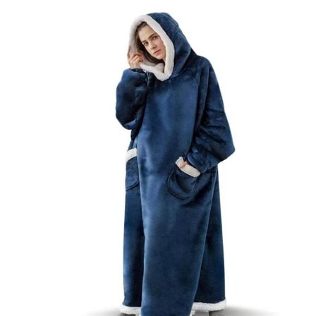 Pitkä ylimitoitettu huppari aikuisille - sininen