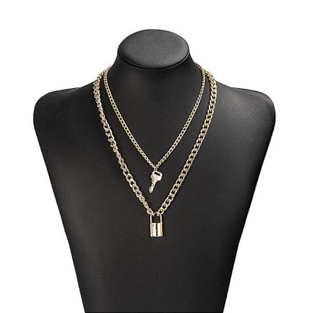 Vintage nøkkel lås anheng halskjede med dobbel nøkkel anheng legering materiale for menn/kvinner