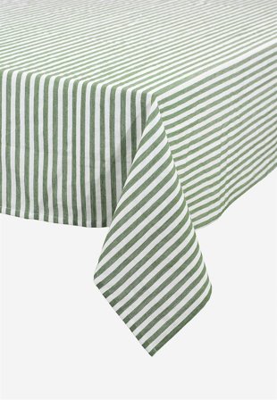 Cellbes of Sweden - Vævet, stribet dug i grøn / hvid / stribet i størrelse 140 x 250 cm