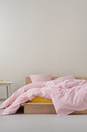 Jotex - Pussilakanasetti Orgaaninen Valkoinen/tomaatinpunainen Valkoinen/tomaatinpunainen - SIMA - Osta Kapeat sängyt Jotex