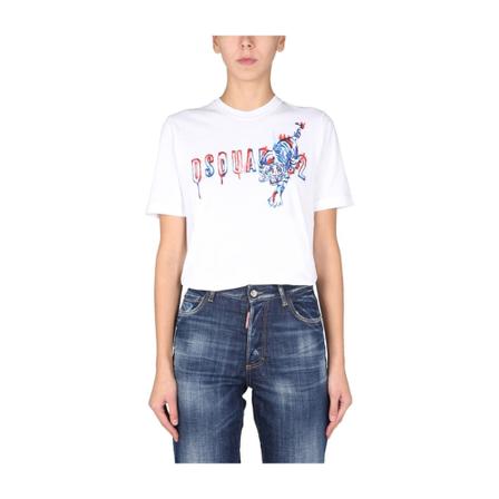 Dsquared2, T-Shirts Wit, Dames, Maat:S
