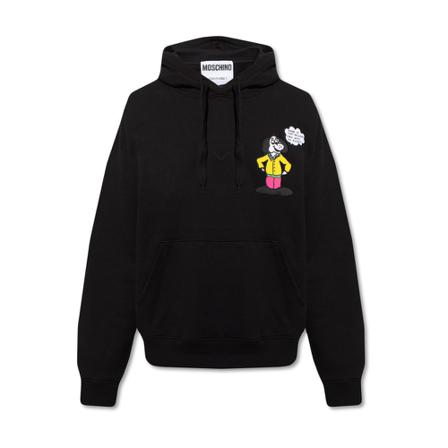 Moschino, Patched hoodie Zwart, Heren, Maat:L,Katoen