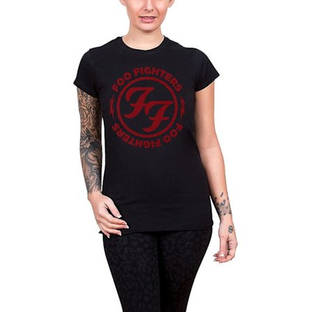 Foo Fighters T-shirt Band Logotyp Red Circle Official Womens Junior Fit Svart