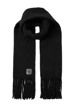 Carin Wester Stickad halsduk med fransar ADA Halsdukar & scarves Svart ONESIZE