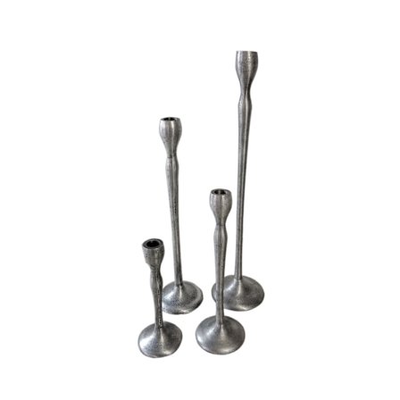 Lysestagesæt, 4 stk., 13x13x50 cm, sølvfarvet aluminium