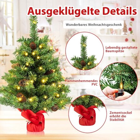 64 cm LED Mini Julgran – 50 Ljus, Tallkottar