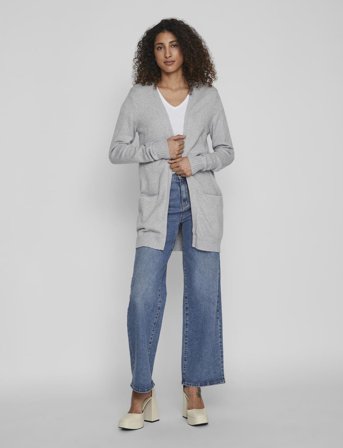 Vila Viril Open L/S Knit Cardigan - Noos - Grey - L