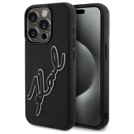 Karl Lagerfeld 3D Rubber Signature Case för iPhone 15 Pro Max - Svart